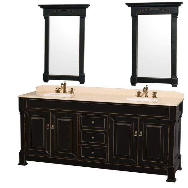 Andover Black 80 Inch Double Bathroom Vanity With Two 24 Mirrors Andover Black 80 Inch Double Bathroom Vanity With Two 24 Mirrors