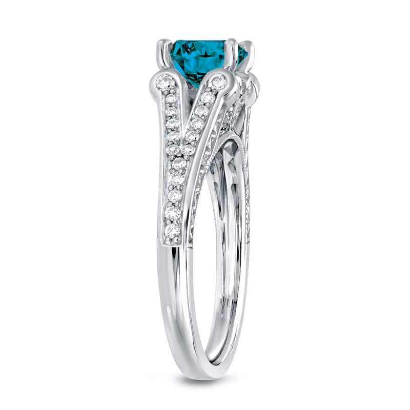 Auriya Modern 1 1/4ctw Blue Diamond Engagement Ring 14k Gold