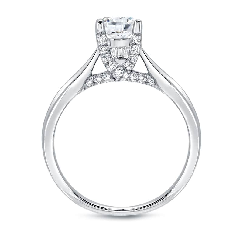 Auriya 1 carat TW Round Solitaire Diamond Engagement Ring 14k White Gold