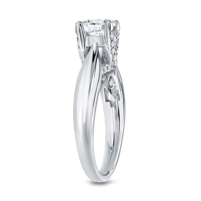 Auriya 1 carat TW Round Solitaire Diamond Engagement Ring 14k White Gold