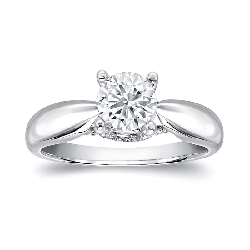 Auriya 1 carat TW Round Solitaire Diamond Engagement Ring 14k White Gold