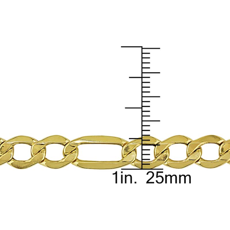 Miadora 10k Yellow Gold Men's Figaro Chain Link Bracelet - 9 in x 7 mm