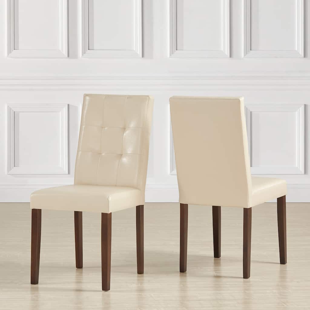 Shermer Tufted Bonded Leather Classic Dining Chairs (Set of 2)