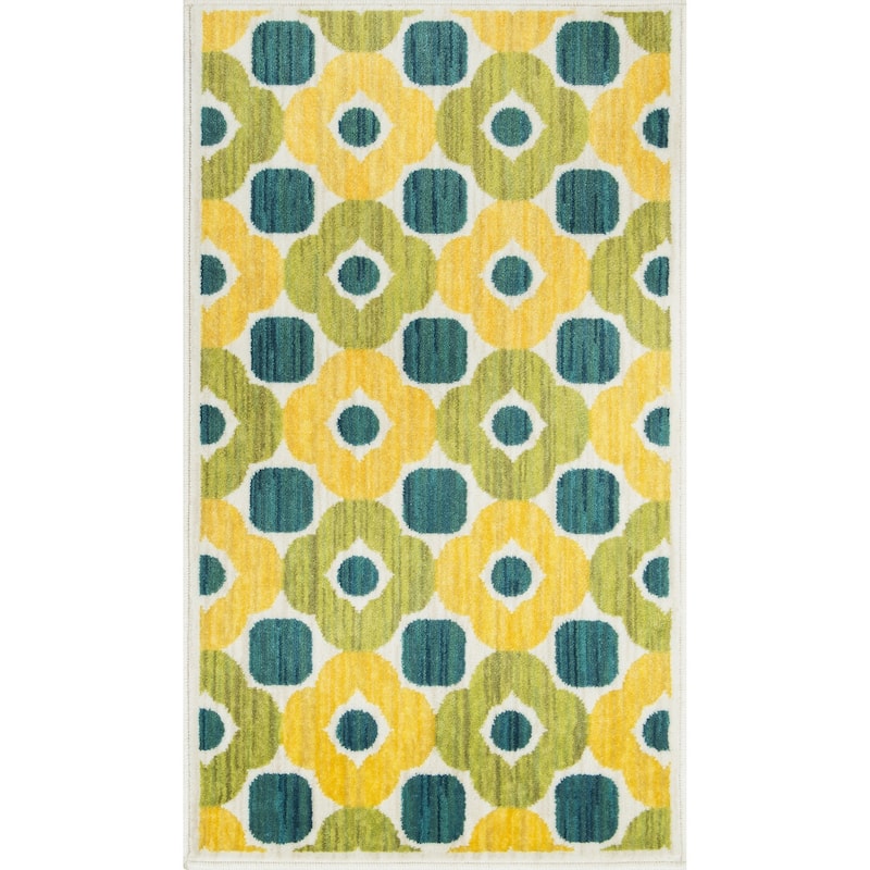 Alexander Home Tinsley Geometric Rug - Green/Multi - 2'2" x 5' /Surplus