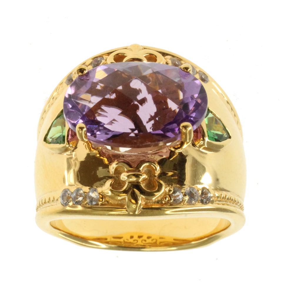 Dallas Prince Amethyst Chrome Diopside and White Sapphire Ring