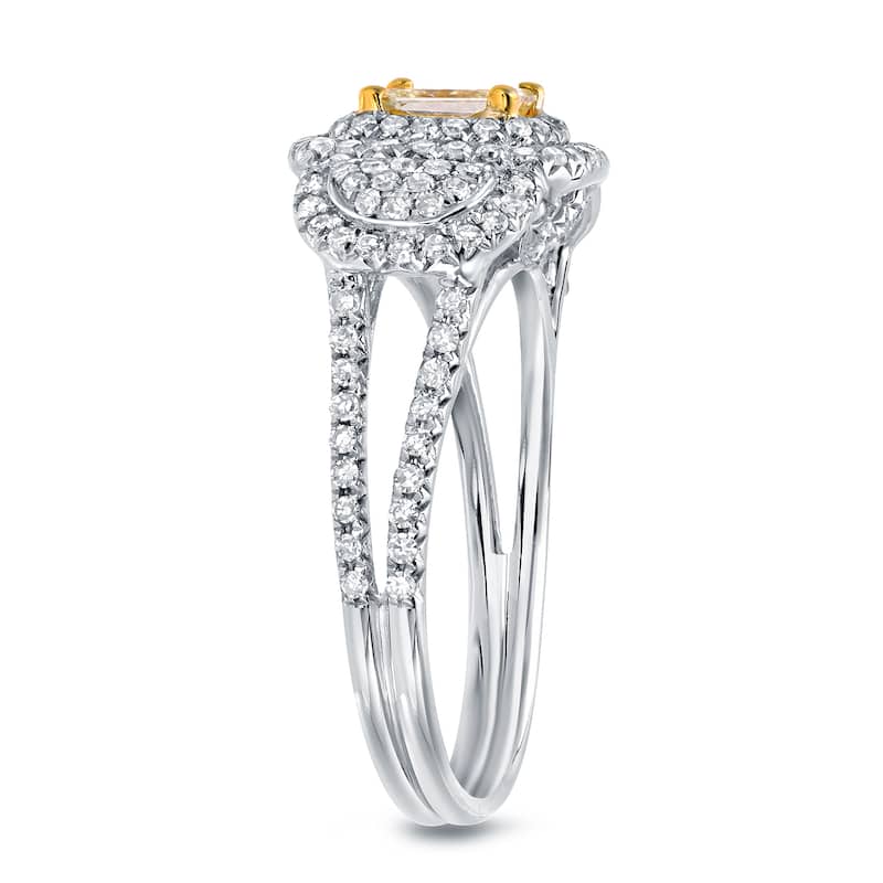 Auriya 14k White Gold 1ct TDW Fancy Yellow Radiant Cut Diamond Ring (H-I, SI1-SI2)