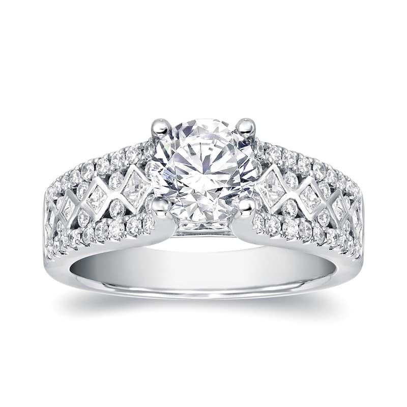 Auriya Unique Modern 1 3/4ct TDW Round Diamond Engagement Ring 14k White Gold