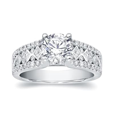 Auriya Unique Modern 1 3/4ct TDW Round Diamond Engagement Ring 14k White Gold