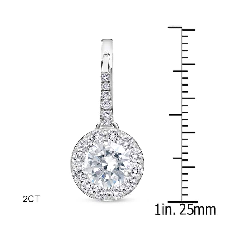 Auriya 1/2 to 2cttw Round Halo Diamond Dangle Earrings 14k White Gold (H-I, SI1-SI2)