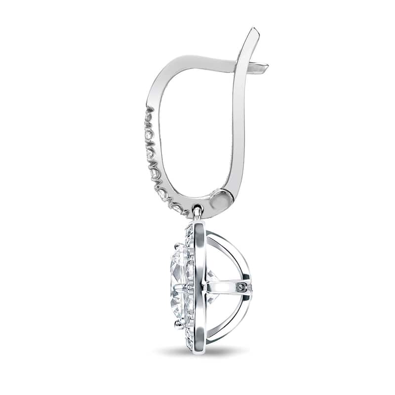 Auriya 1/2 to 2cttw Round Halo Diamond Dangle Earrings 14k White Gold (H-I, SI1-SI2)
