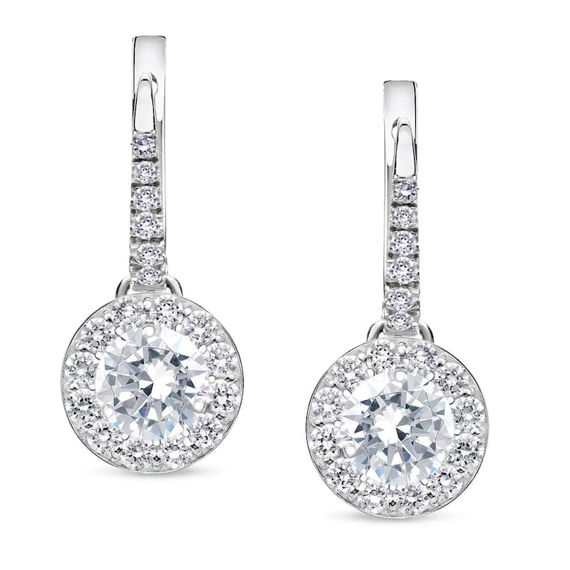 Auriya 1/2 to 2cttw Round Halo Diamond Dangle Earrings 14k White Gold (H-I, SI1-SI2)