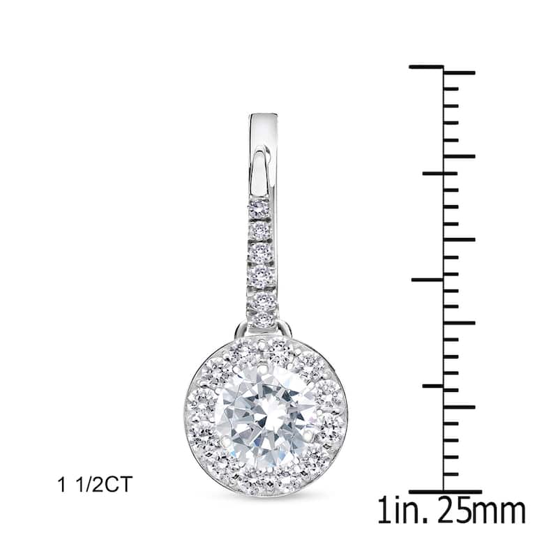 Auriya 1/2 to 2cttw Round Halo Diamond Dangle Earrings 14k White Gold (H-I, SI1-SI2)