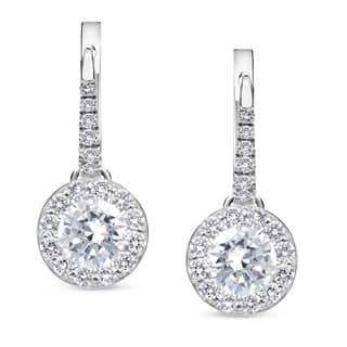Diamond Earrings Online At Our Best Deals Auriya 14k White Gold 1 2ct To Tdw Round Halo Diamond Dangle Earrings