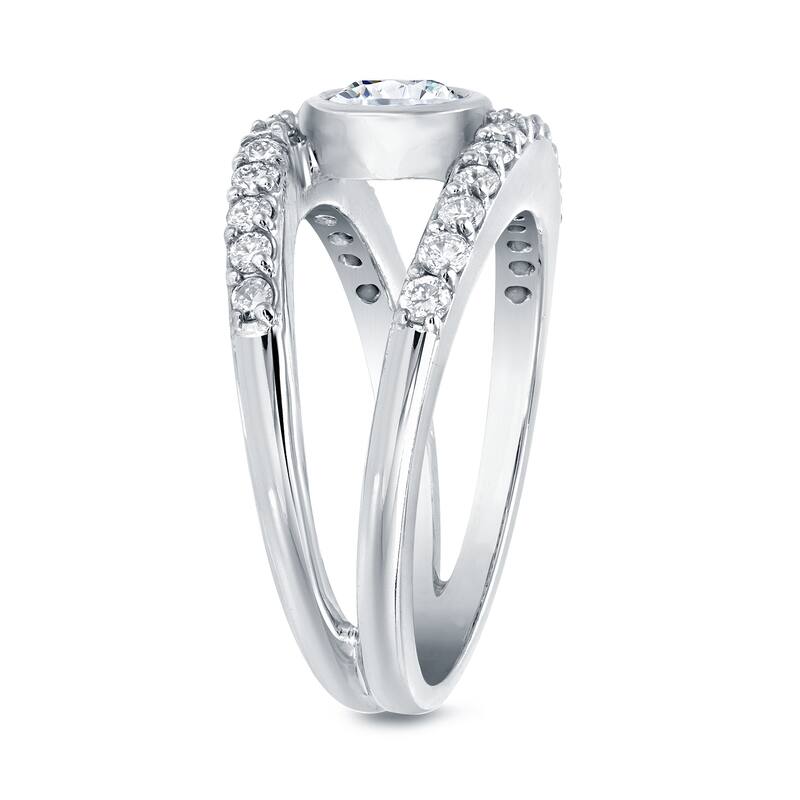 Auriya Split Shank 1ct TDW Round Diamond Engagement Ring 14k White Gold