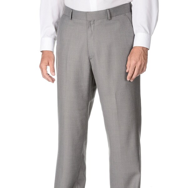 Marco Carelli Men's Big & Tall Grey Flat-front Dress Pants - 16660050 ...