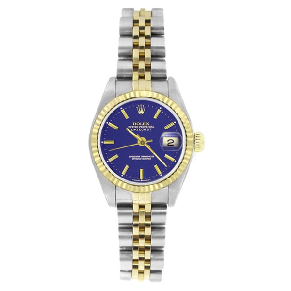 Shop Pre-owned Rolex Women's 69173 Datejust Two-Tone Blue Stick Watch ...