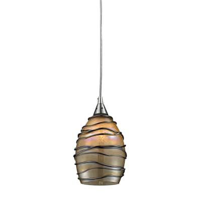 Elk Home Vines Satin Nickel With Tan Glass 1 Light Pendant