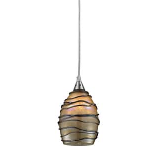 Elk Home Vines Satin Nickel With Tan Glass 1 Light Pendant