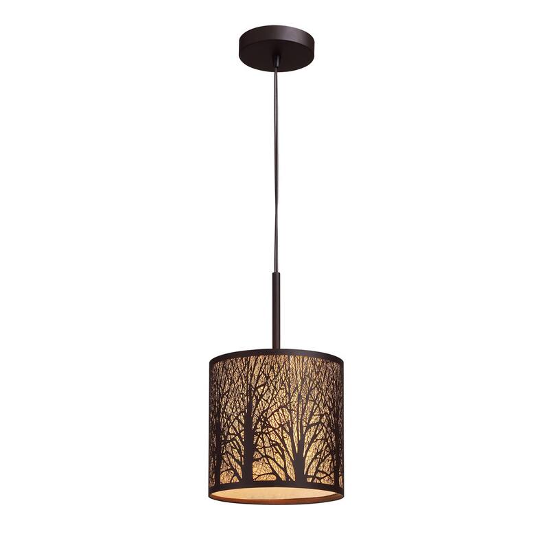 Elk Home Woodland Sunrise Aged Bronze With Metal Shade 1 Light Pendant