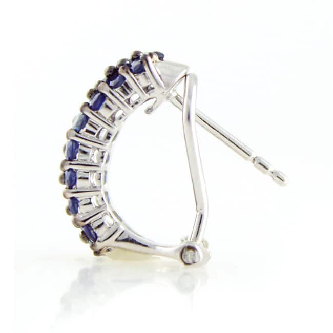 Sterling Silver 1 3/4ct TGW Blue Sapphire Drop Omega Earrings