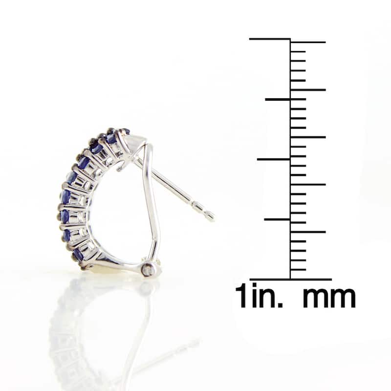 Sterling Silver 1 3/4ct TGW Blue Sapphire Drop Omega Earrings