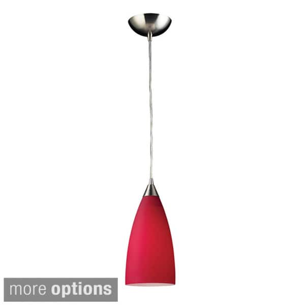 Elk Home Vesta Satin Nickel With Cardinal Red Glass 1 Light Pendant