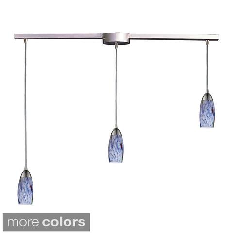 Elk Lighting Milan 3-light Satin Nickel and Starlight Blue Glass Pendant