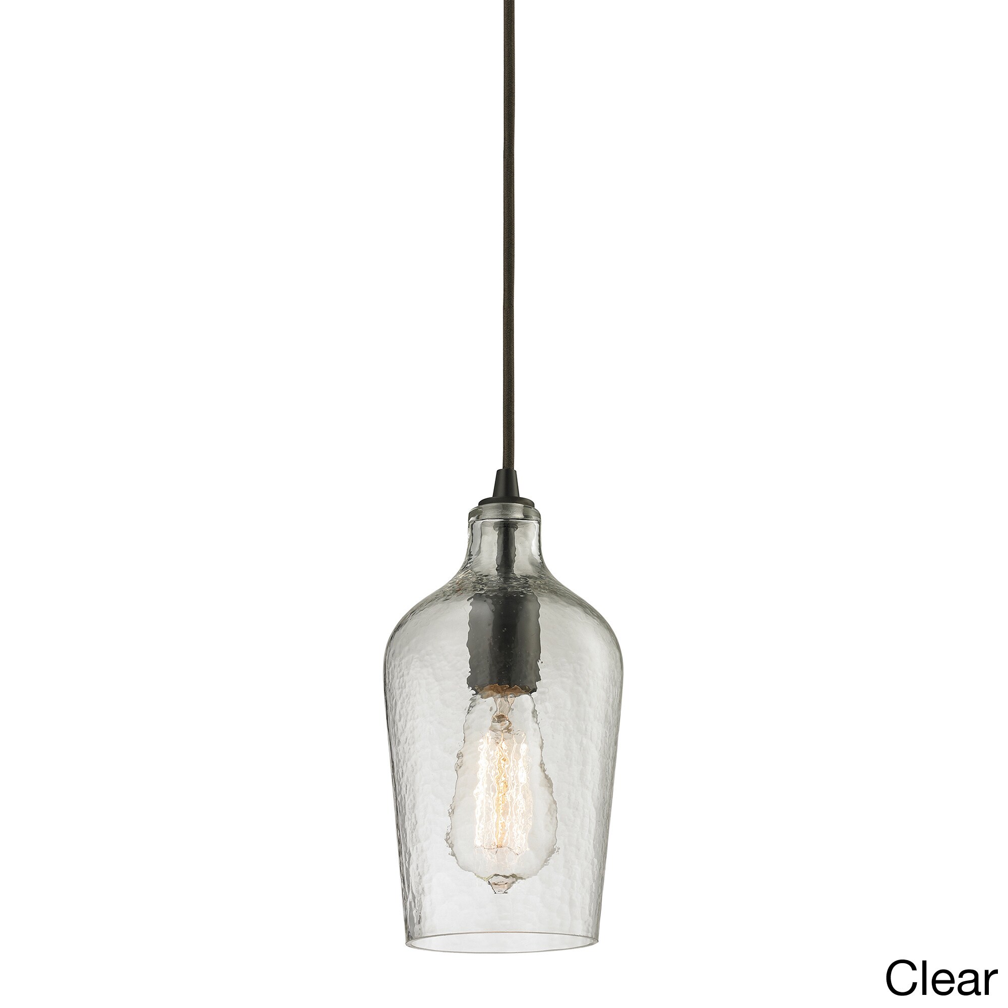 Elk Lighting Hammered Gl Oil Rubbed Bronze Single Light Mini Pendant
