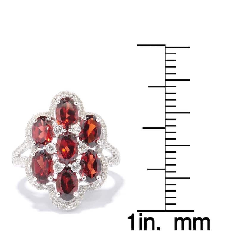 Sterling Silver 4.18ctw Red Garnet & White Topaz Split Shank Ring