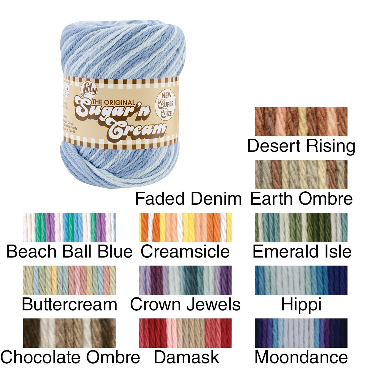 Lily Sugar'n Cream Yarn - Solids Super Size-Blue Jeans