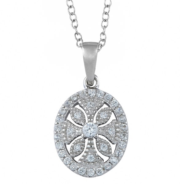 Classic Rhodium with CZ Sterling Silver Pendant