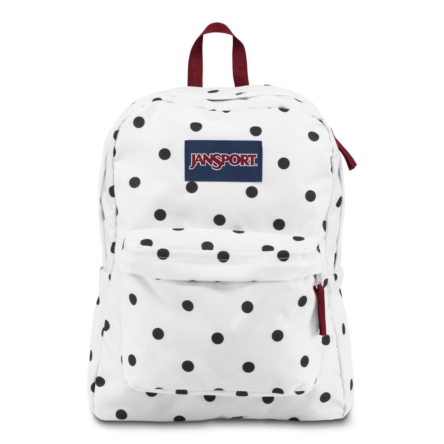 black and white polka dot jansport backpack