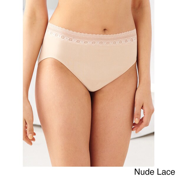 Barely There Microfiber 100/% Nylon Tag Free Light Beige Hi-Cut Brief Size 6//7