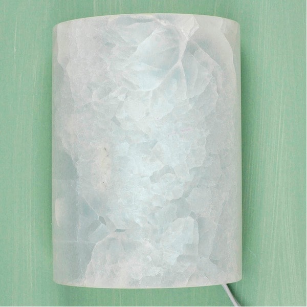 Handcrafted Onyx Puebla Twilight White Stone Wall Sconce (Mexico)