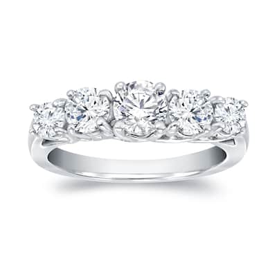 Auriya 14k Gold 1 1/2ctw Round 5-Stone Diamond Engagement Ring