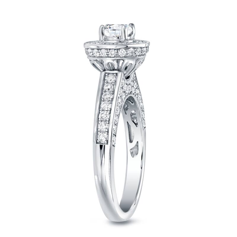 Auriya Unique Vintage 1 1/2ct TDW Round Diamond Engagement Ring 14k White Gold