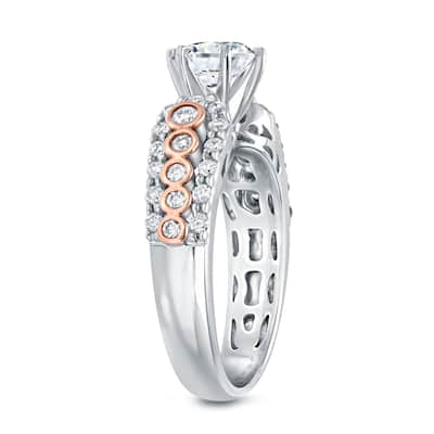Auriya 14k Two-Tone Gold 1 1/4 carat TW Round Diamond Engagement Ring (H-I, SI1-SI2)