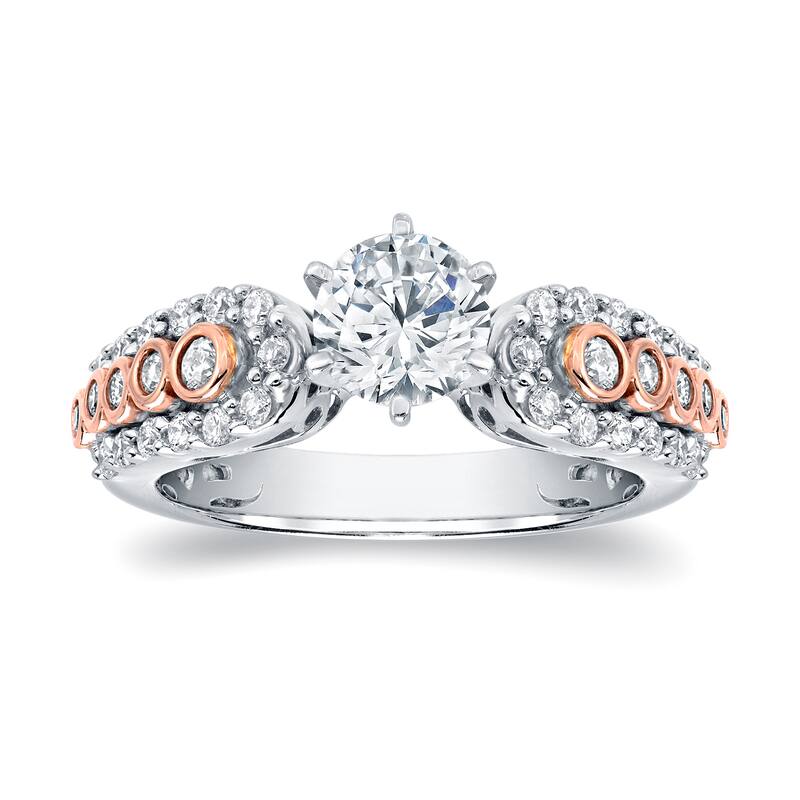 Auriya Modern 1 1/2ct TDW Round Diamond Engagement Ring 14k Two-Tone Rose Gold - 5