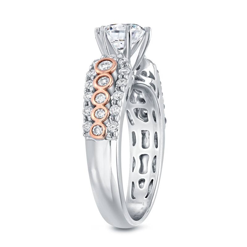 Auriya Modern 1 1/2ct TDW Round Diamond Engagement Ring 14k Two-Tone Rose Gold