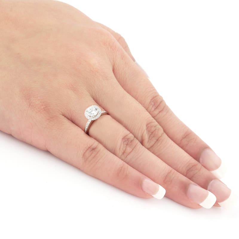 Auriya 14k Gold 1 1/2ctw Halo Diamond Engagement Ring Certified