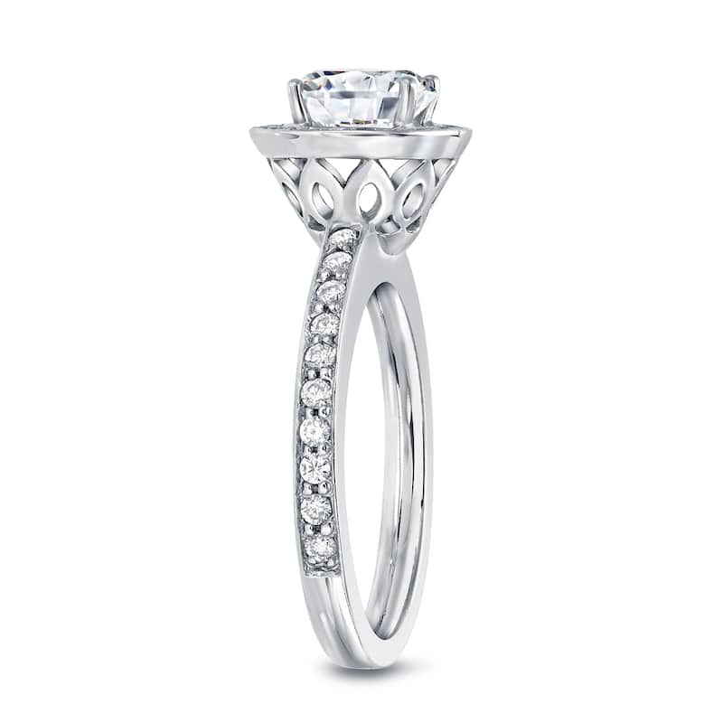 Auriya 14k Gold 1 1/2ctw Halo Diamond Engagement Ring Certified
