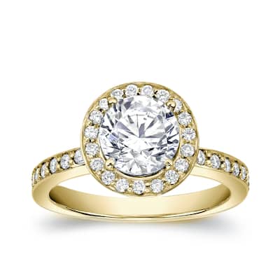 Auriya 14k Gold 1 1/2ctw Halo Diamond Engagement Ring Certified