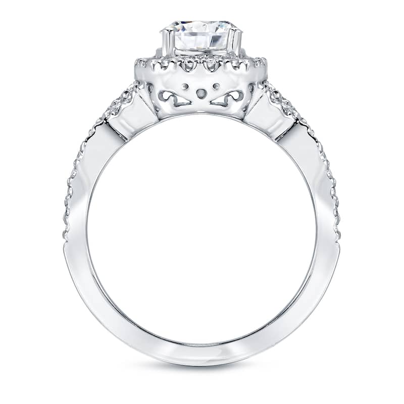 Auriya 14k Gold Modern Round 1 1/4ctw Halo Diamond Engagement Ring Certified