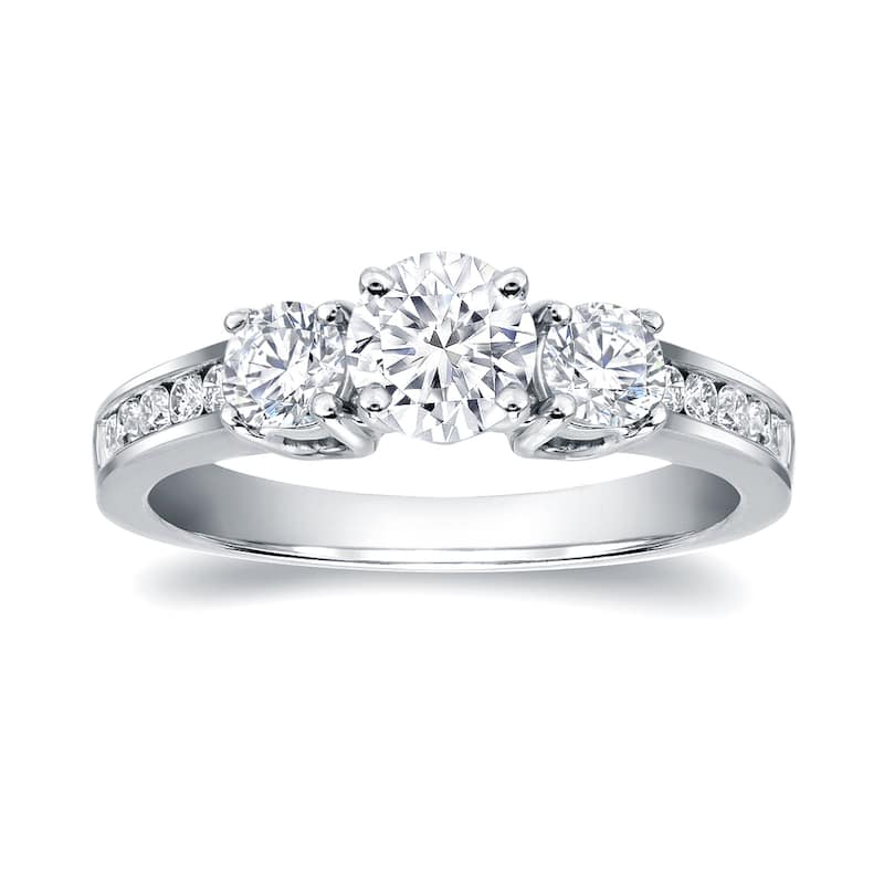 Auriya 14k Gold 1 3/5ctw 3-Stone Diamond Engagement Ring Certified