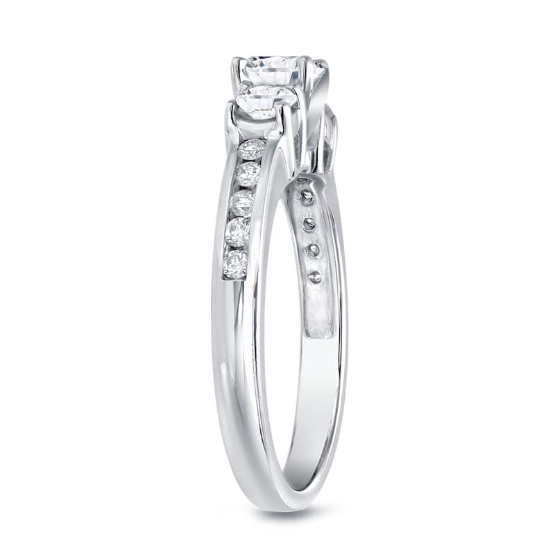 Auriya 14k Gold 1 3/5ctw 3-Stone Diamond Engagement Ring Certified