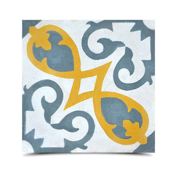 Agadir Royal Yellow, Dark Grey Handmade 8x8in Moroccan Tile, Pack 12