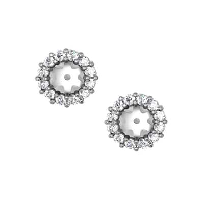 14k White Gold 1/2ct TDW Halo Diamond Stud Earring Jackets