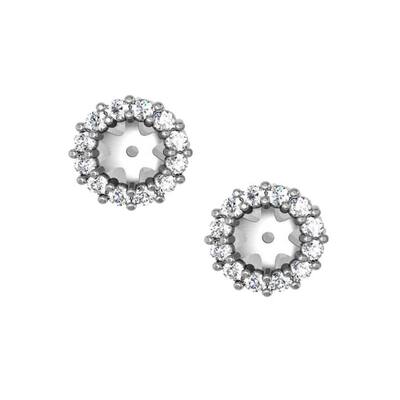 14k White Gold 1/2ct TDW Halo Diamond Stud Earring Jackets