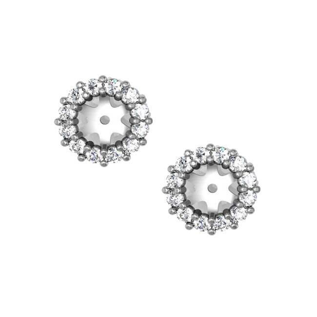 14k White Gold 1/2ct TDW Halo Diamond Stud Earring Jackets