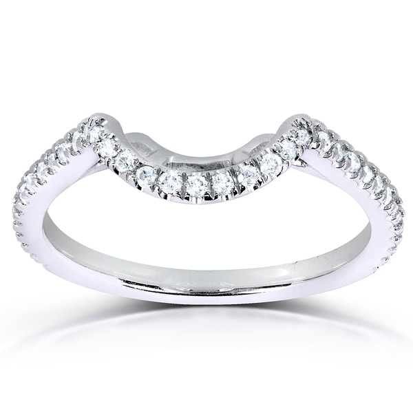 Annello 14k White Gold 1/5ct TDW Curved Diamond Wedding Band (G H, I1